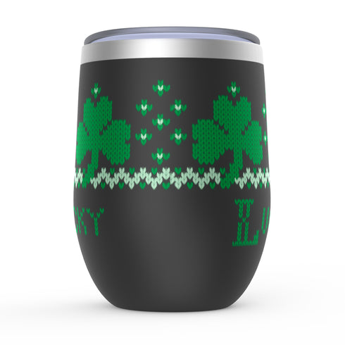 Shamrock Stemless Wine Tumblers, Irish Knitter Wine Tumbler, Knitter Gift, Red Headed Knitter Gift, Knitting Tumbler